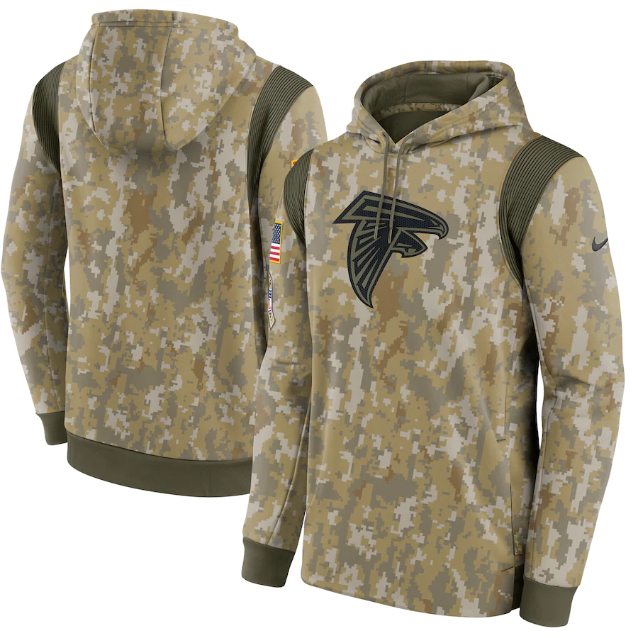 Men's Nike Camo Atlanta Falcons 2021 Salute To Service Therma Performance Pullover Hoodie